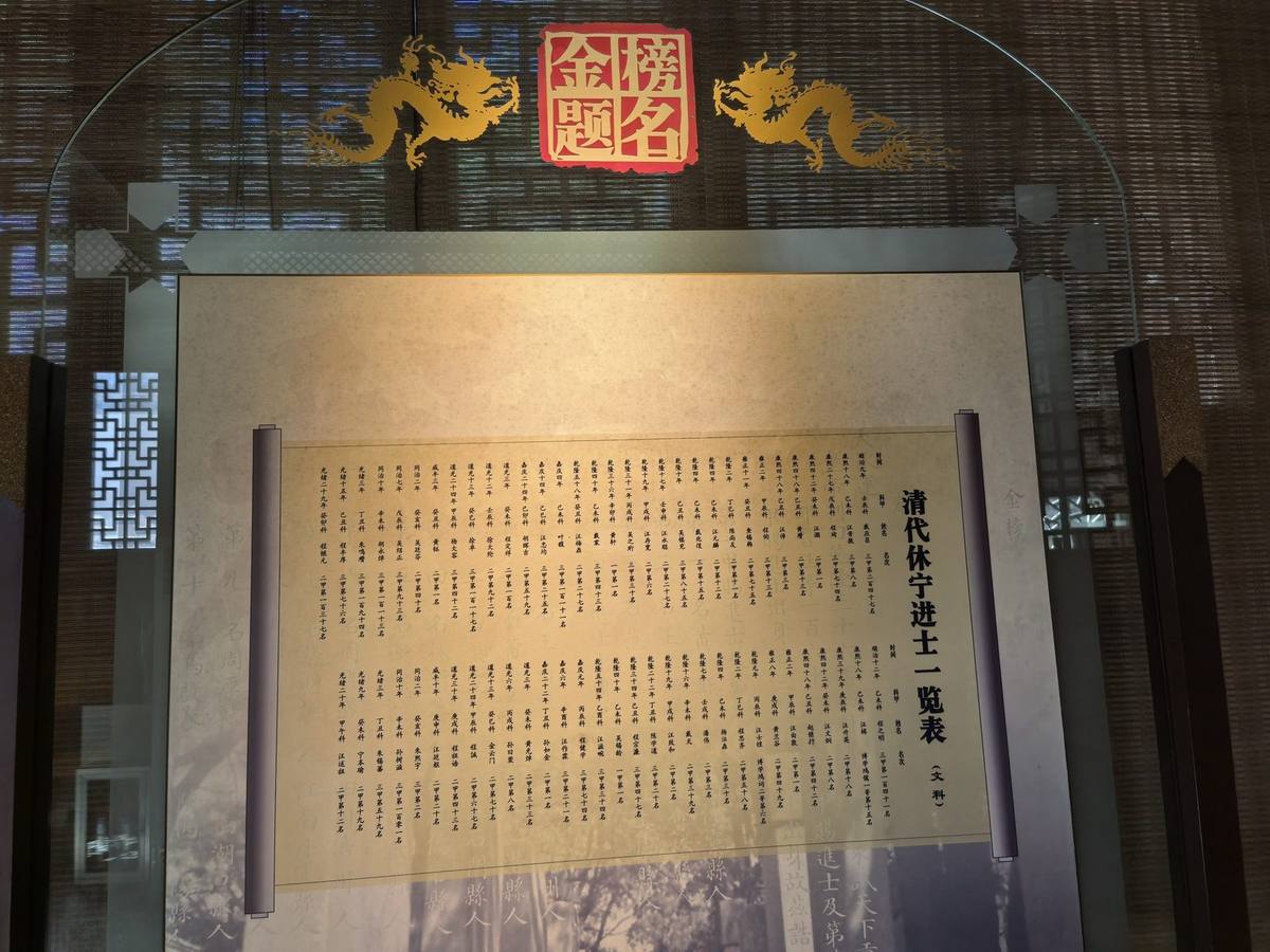 休宁状元博物馆中的清代进士名录